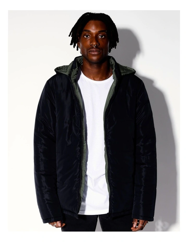 Rigel Reversible Recycled 4 In 1 Puffer Jacket in Black