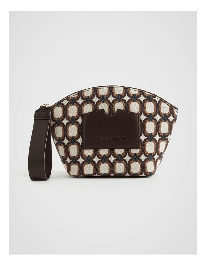 Pocket Detail Fabric Pouch in Multi Retro