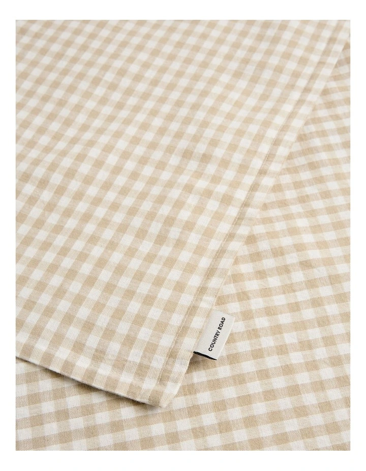 Noni Gingham Queen Quilt Cover in Natural