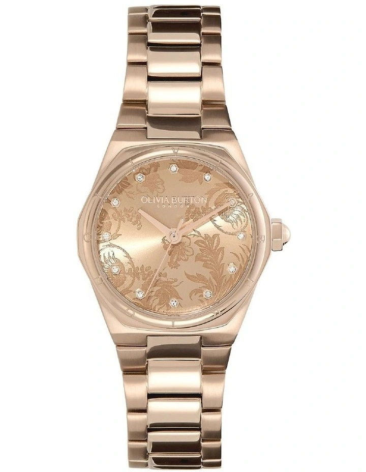 Mini Hexa Damask Stainless Steel Watch in Carnation Gold