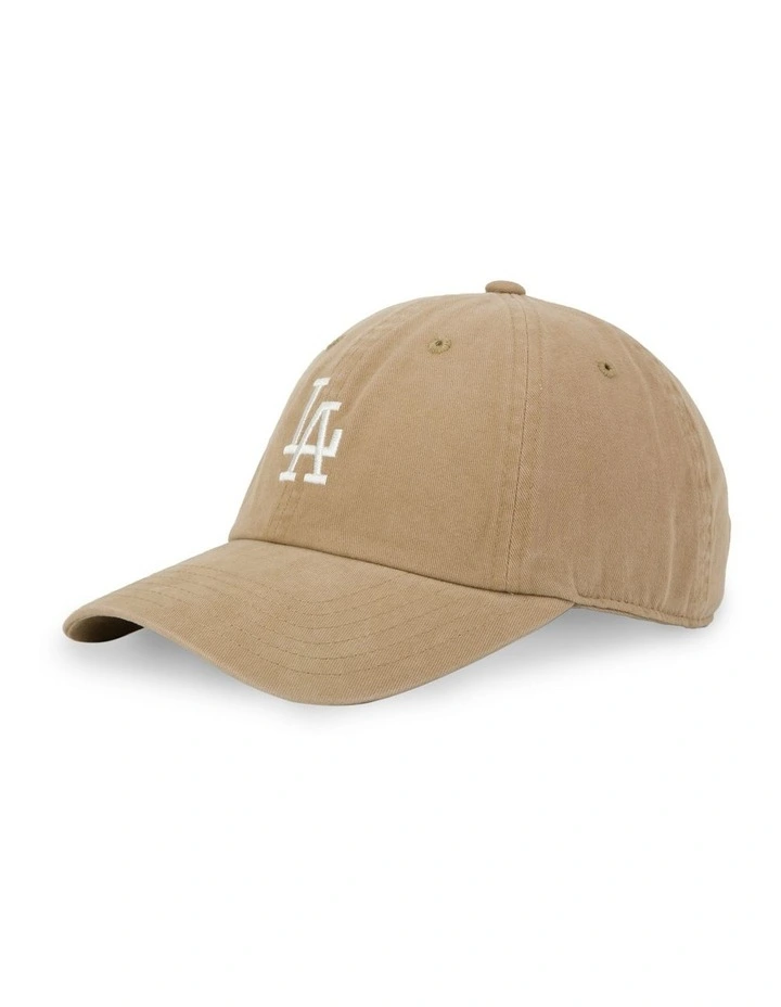 LA Raglan Wash Icon Logo Cap in Faded Khaki
