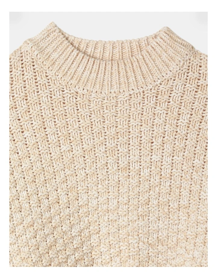 Knitted Basket Knit Jumper in Vanilla