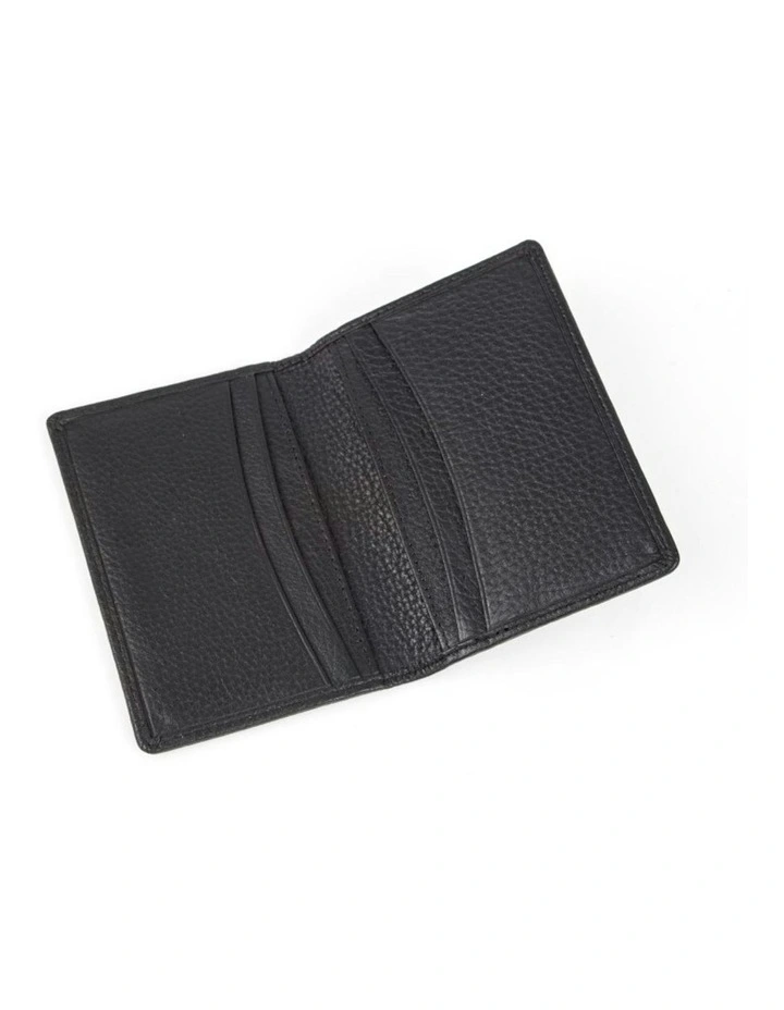 Beauley RFID-Blocking Pebble Grain Leather Credit Card Holder in Black