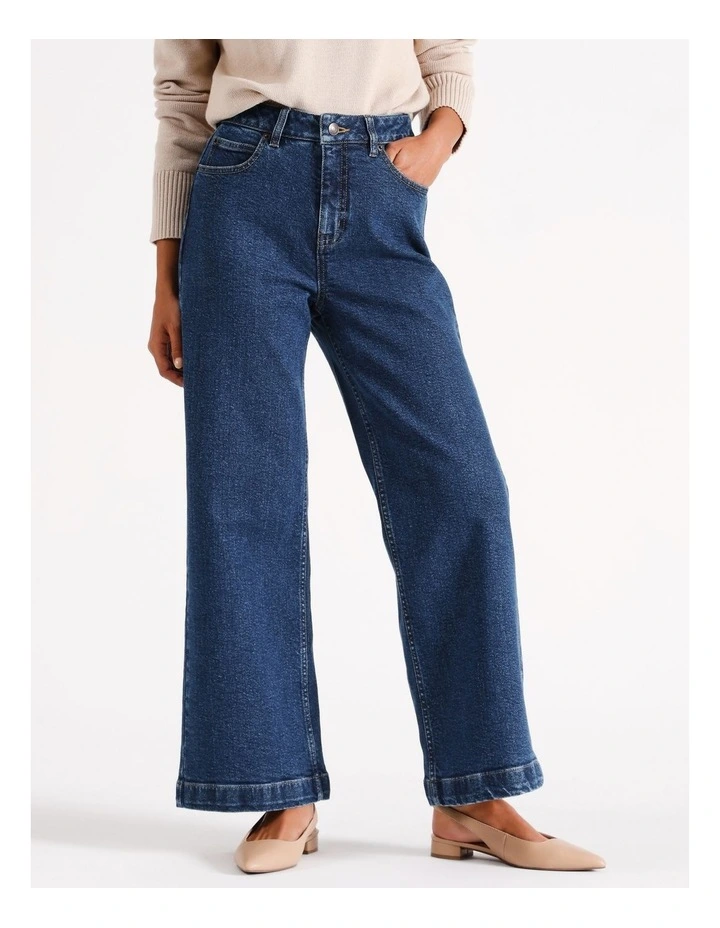 Organic Blend Petite Wide Leg Jean in Dark Denim