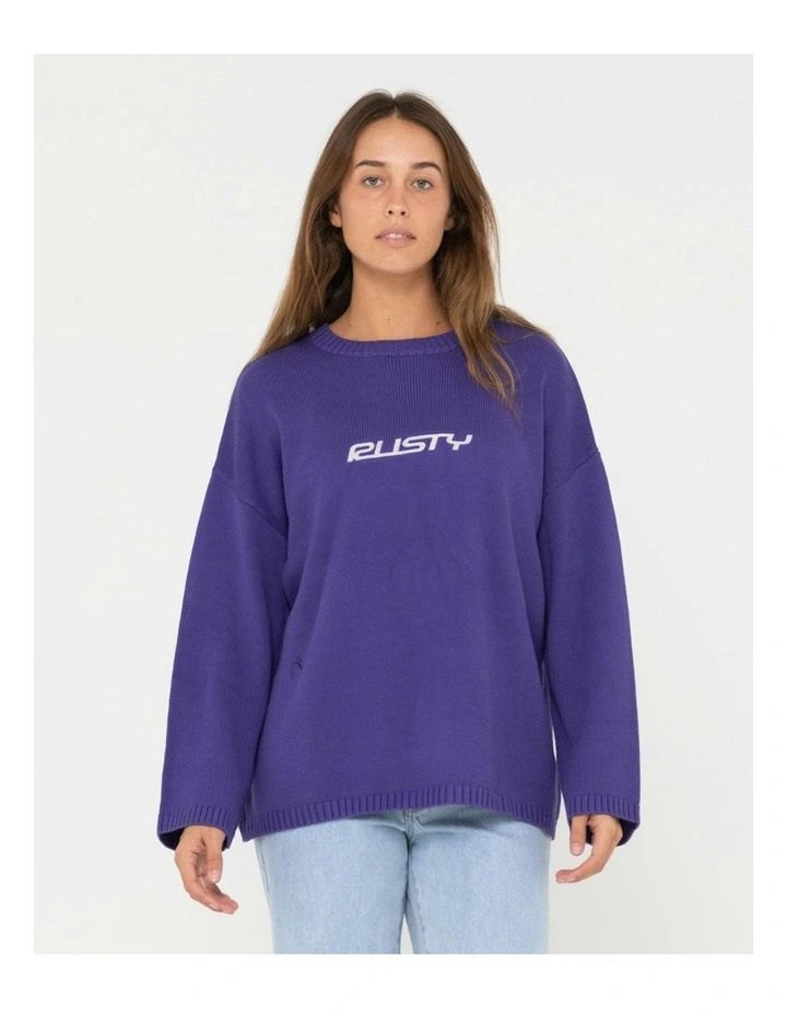 Rider Relaxed Crew Neck Knit in Purple