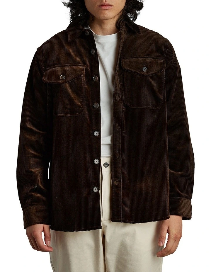 Italian Corduroy Shirt in Dark Brown