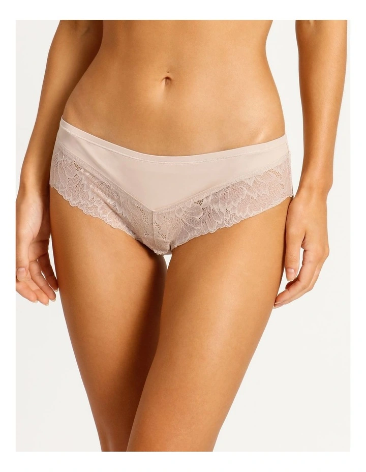 Smooth with Lace Brazilian Brief in Beige