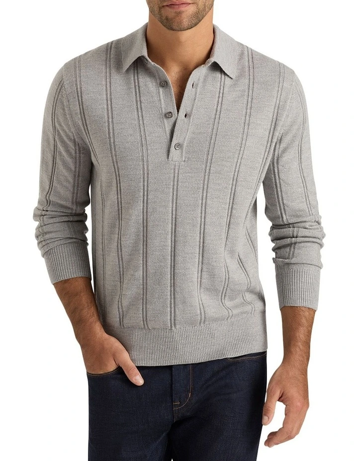 Appleby Knit Polo in Light Grey