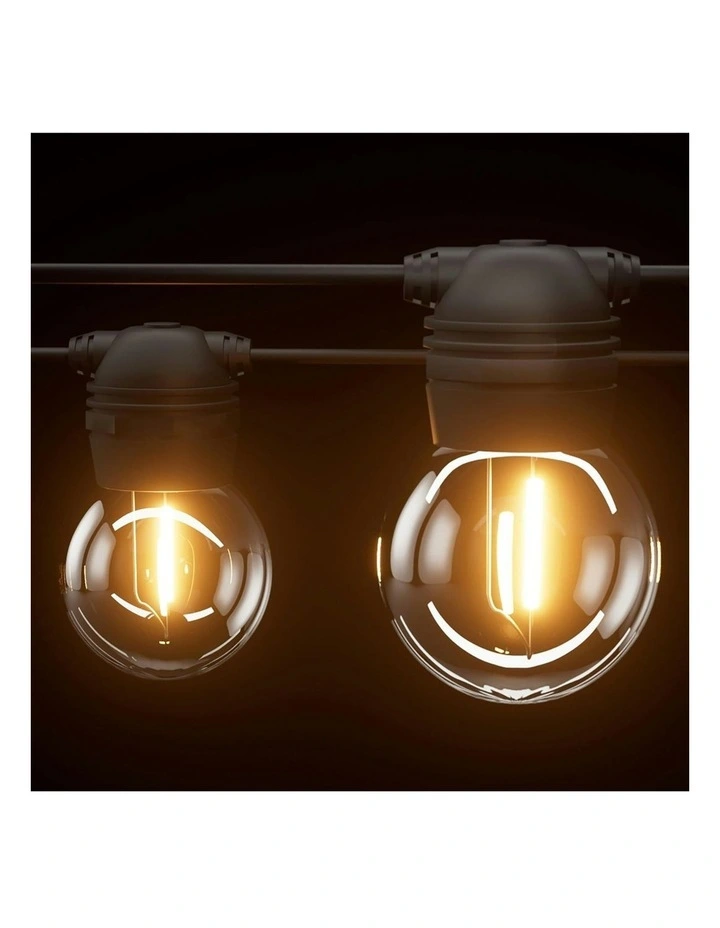 17m Solar Festoon Lights Outdoor LED String Light 2 Pack in Warm White