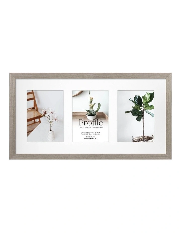 Australia Made Timber Collage Photo Frame 10x20"/5x7"(3) in Stone Ash
