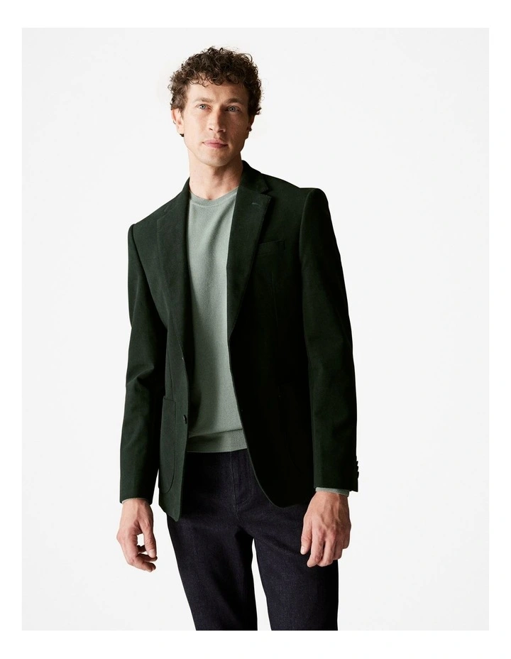 Italian Moleskin Blazer in Forest Green
