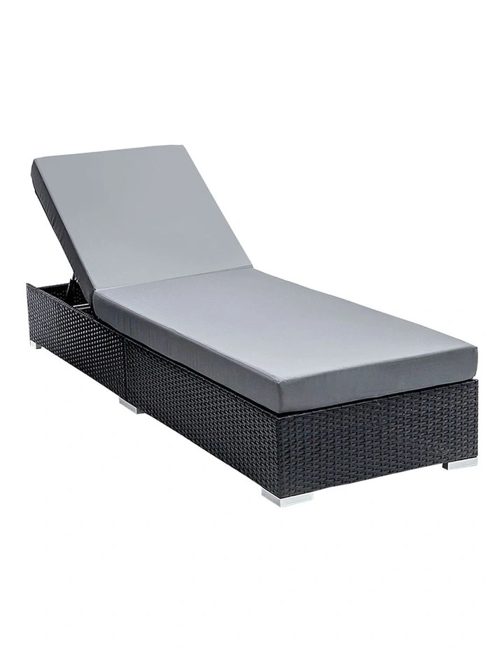 Sun Wicker Lounger Bed Adjustable Rattan Garden Cover in Multi