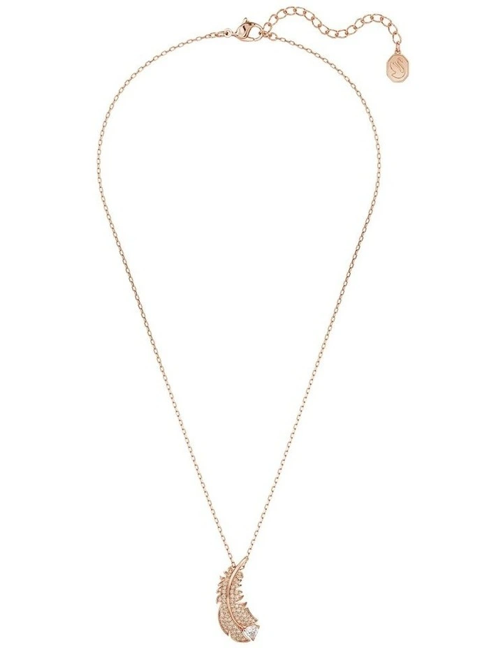 Nice Pendant Feather Rose Gold-Tone Plated in White