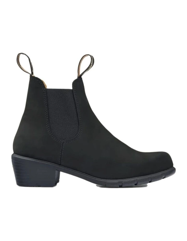 Nubuck Heeled Boot in Black