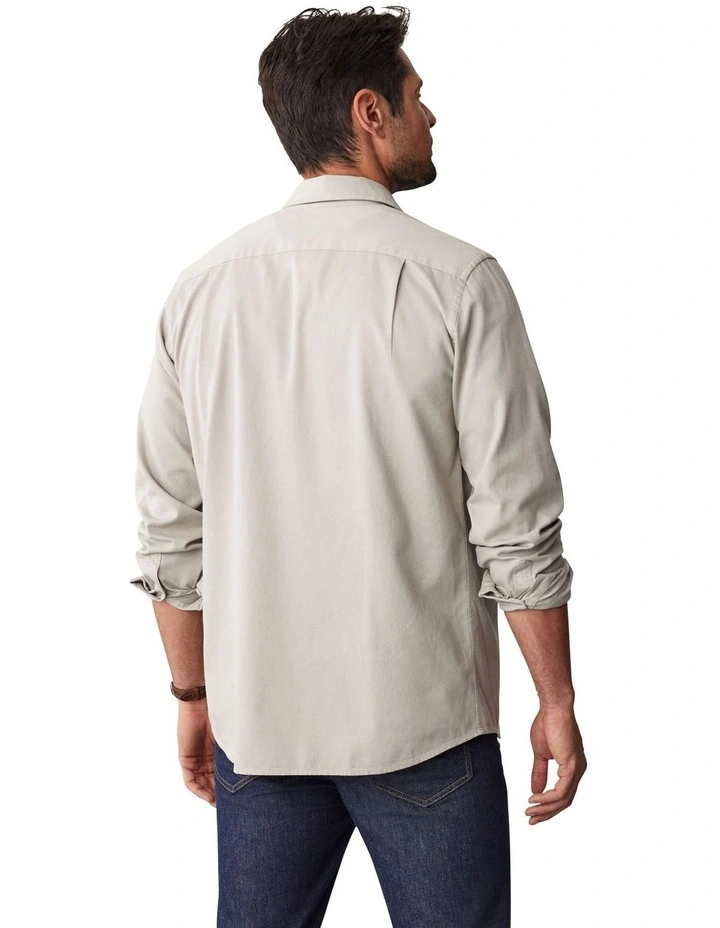 Casual Bedford Long Sleeve Shirt in Peat