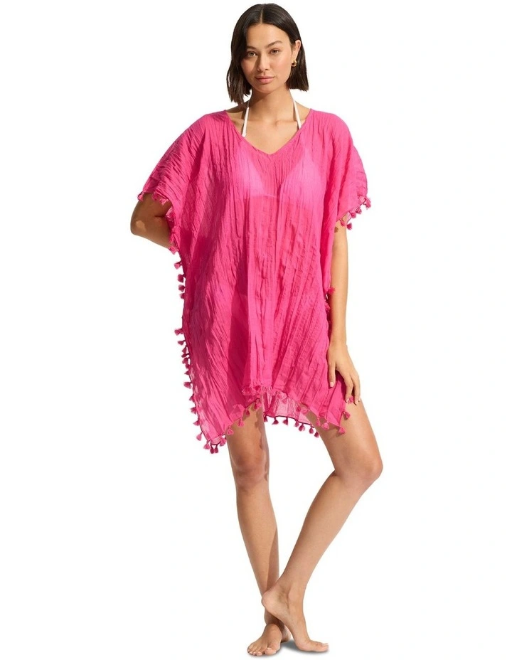 Beach Edit Amnesia Kaftan in Fuchsia Rose