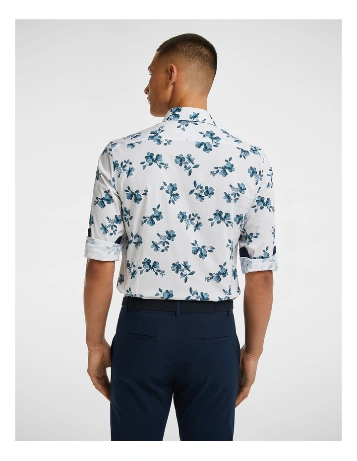 Teresina Slim Floral Shirt in White