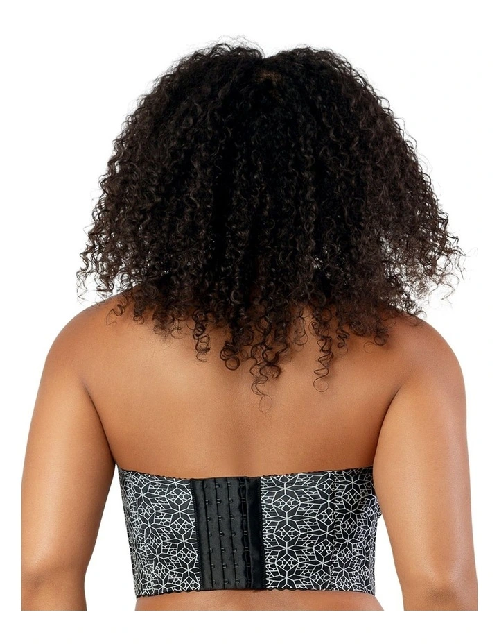Marissa Lightly Padded Longline Strapless Bustier Bra in Black Mosaic