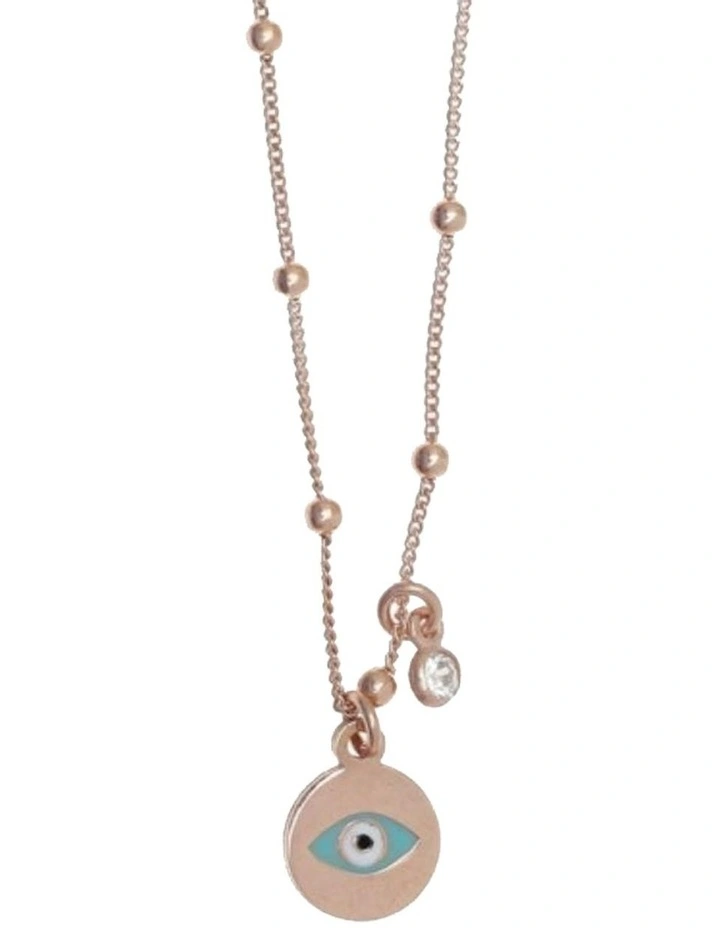 Enamel And White Zirconia Silver 925 Rose Gold Plated Necklace