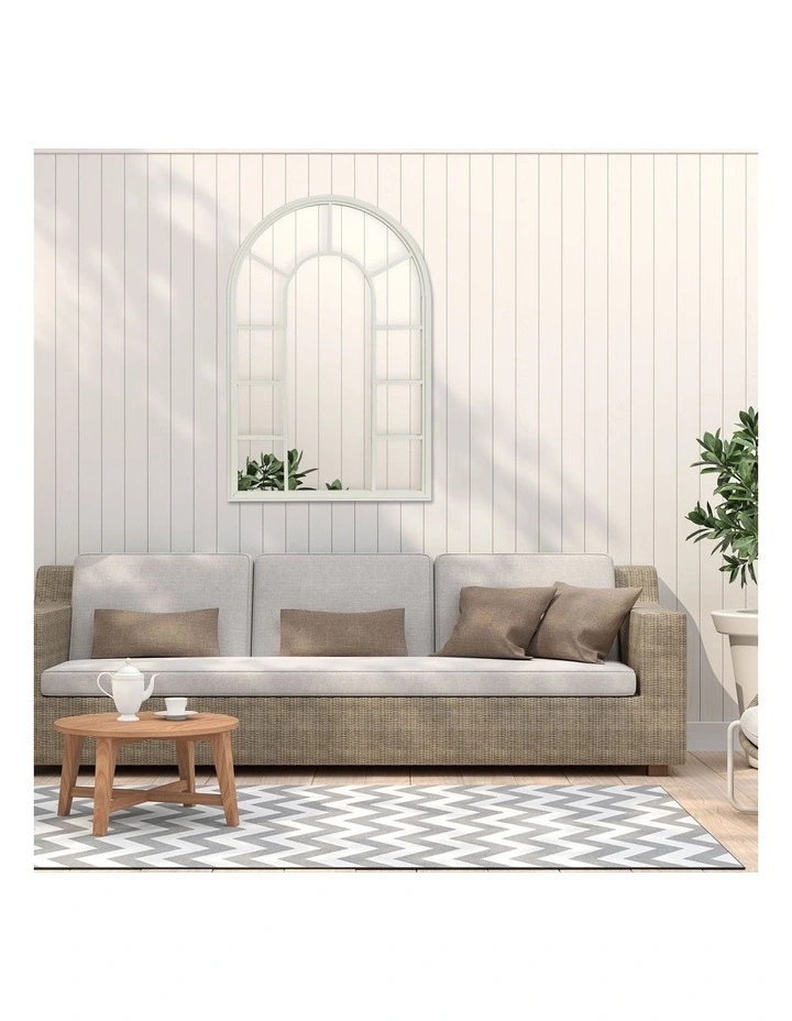 Vault Arched Iron Mirror in White