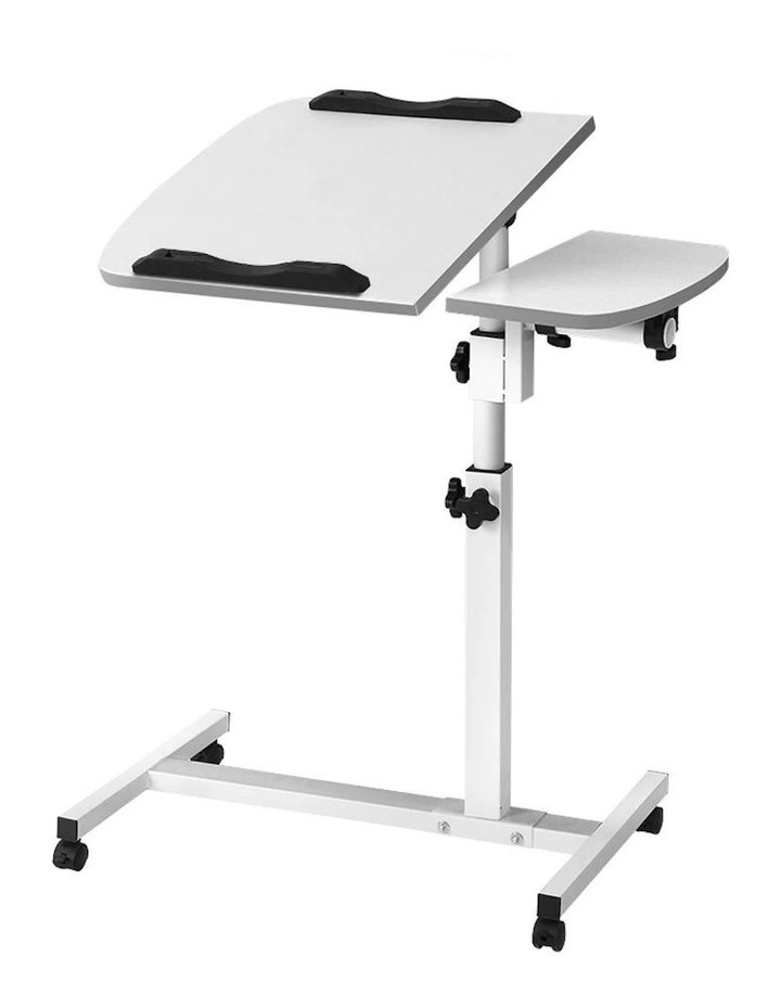 Mobile Laptop Adjustable Desk in White