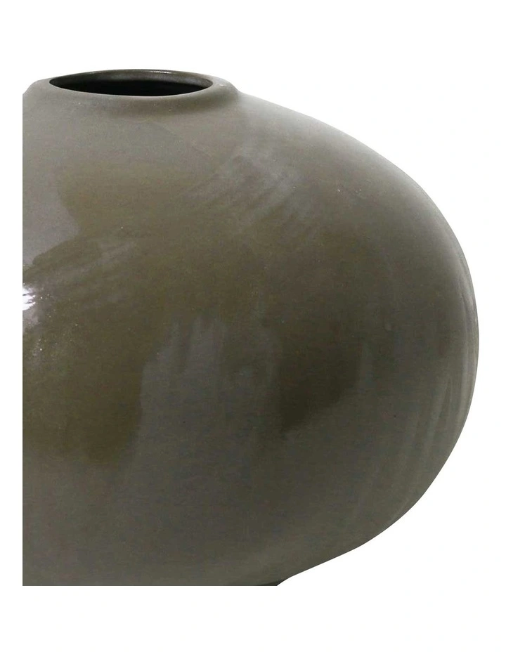 Muse Elipse Vase Large 21cm x 15cm in Forest Green
