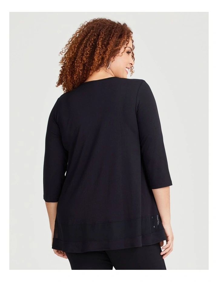 Button Detail Bamboo Top in Black