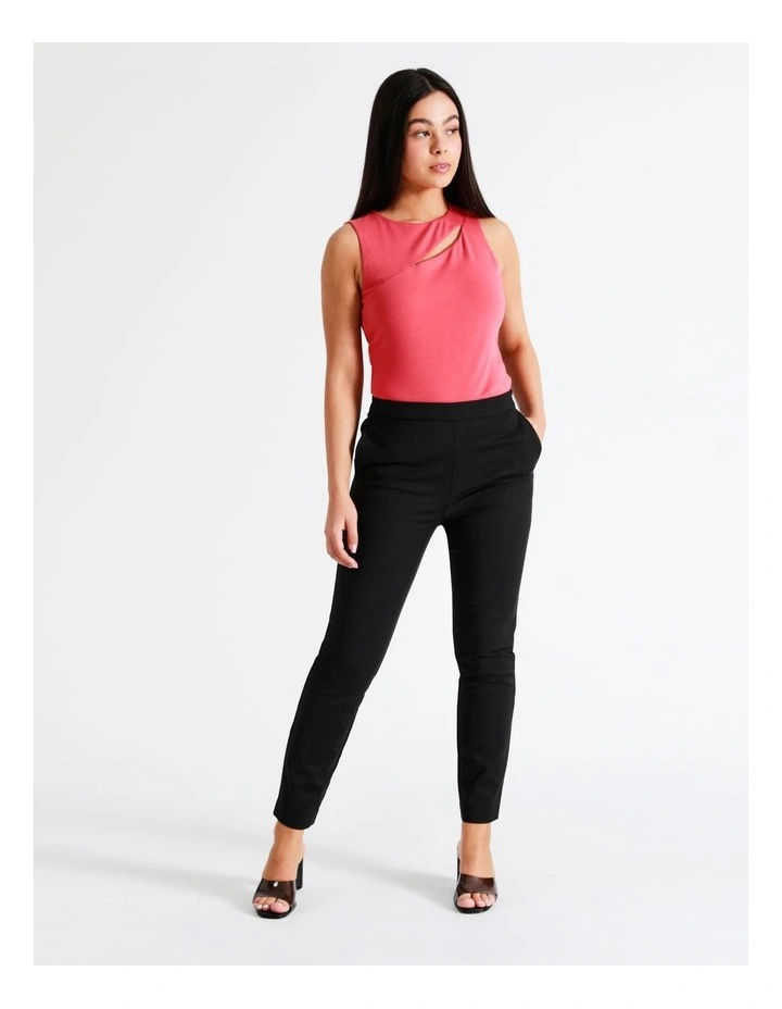 Penelope Mid Rise Organic Blend Cotton Sateen Pants in Black