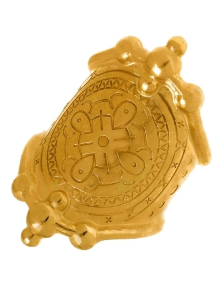 Funky Metal Gloss Boss Tribal Pendant Curved Ring in Gold
