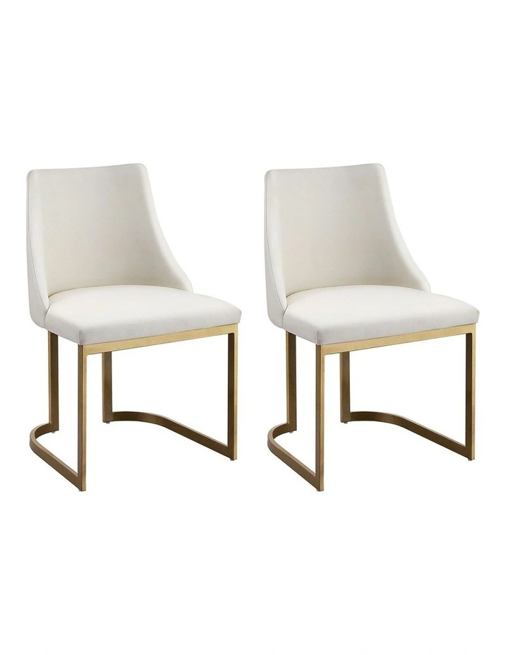 Dining Chairs Linen Fabric Frame Set of 2 in Beige