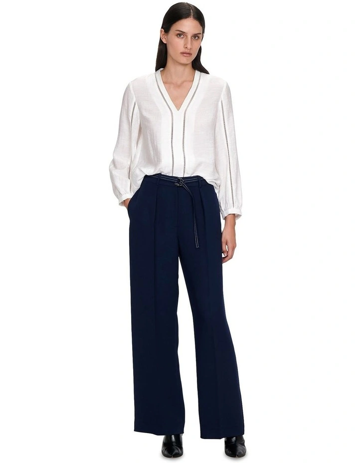 Double Weave Wide Leg Pant in Blue