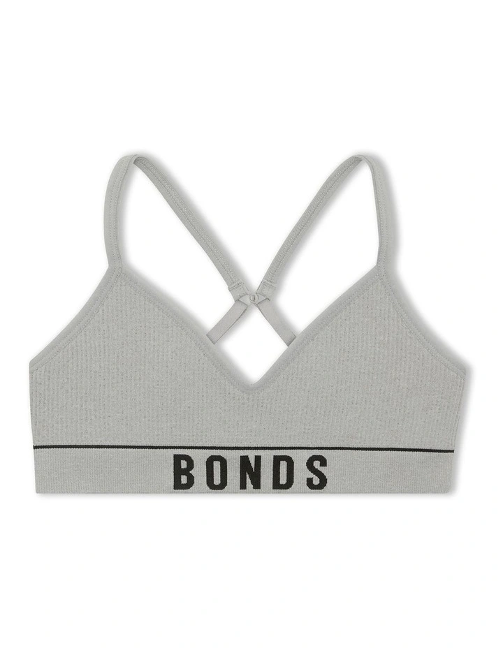 Kids Retro Rib Contour Crop Top in New Grey Marle