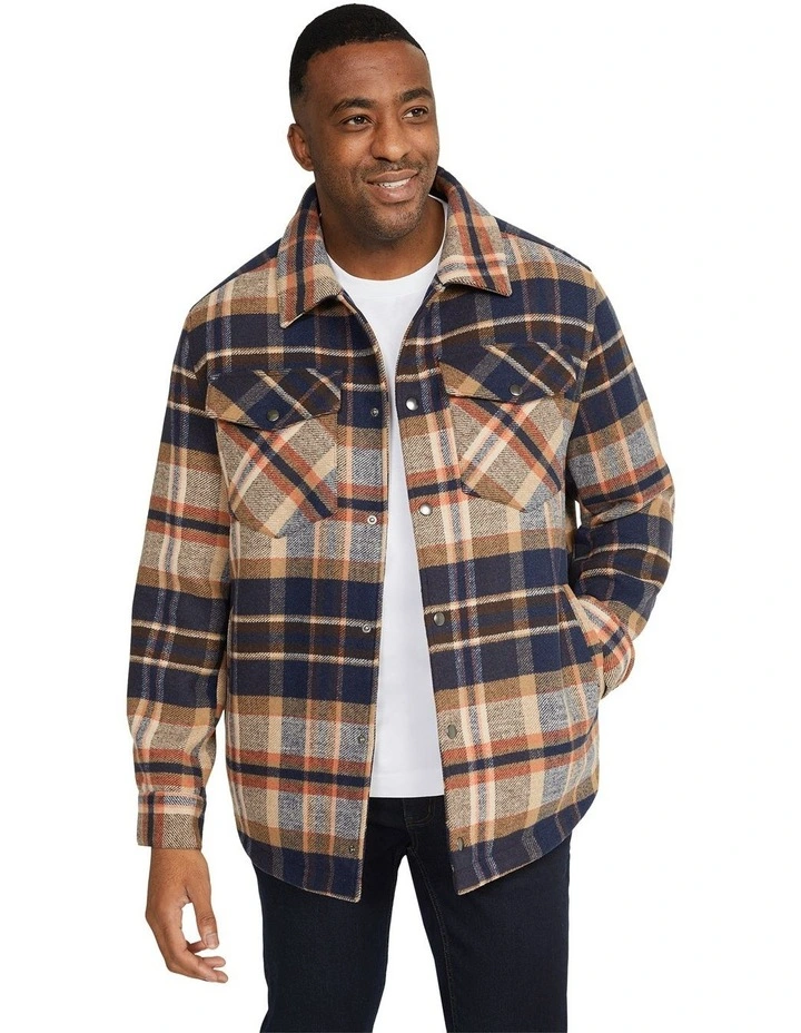 Anderson Check Shacket in Navy