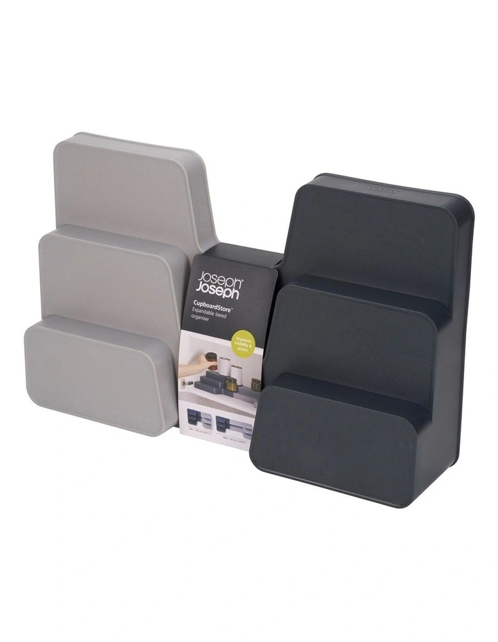 Cupboard Store Expandable Tiered Organiser in Grey