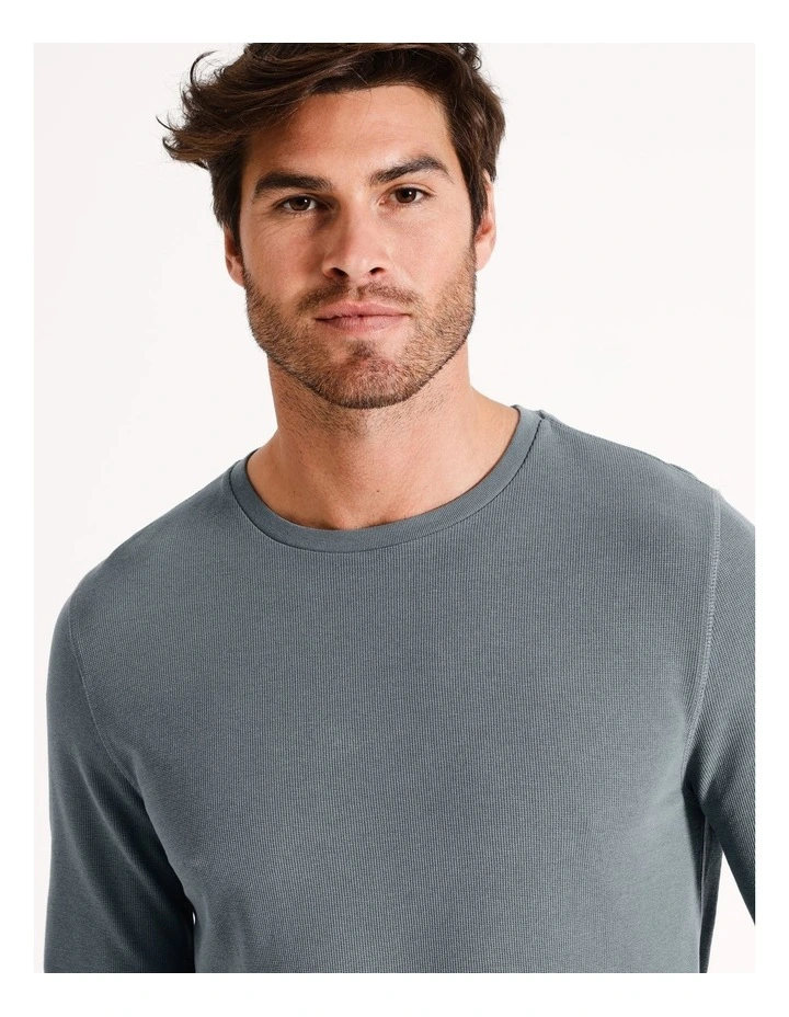 Demarchi Long Sleeve Waffle Crew Tee in Blue