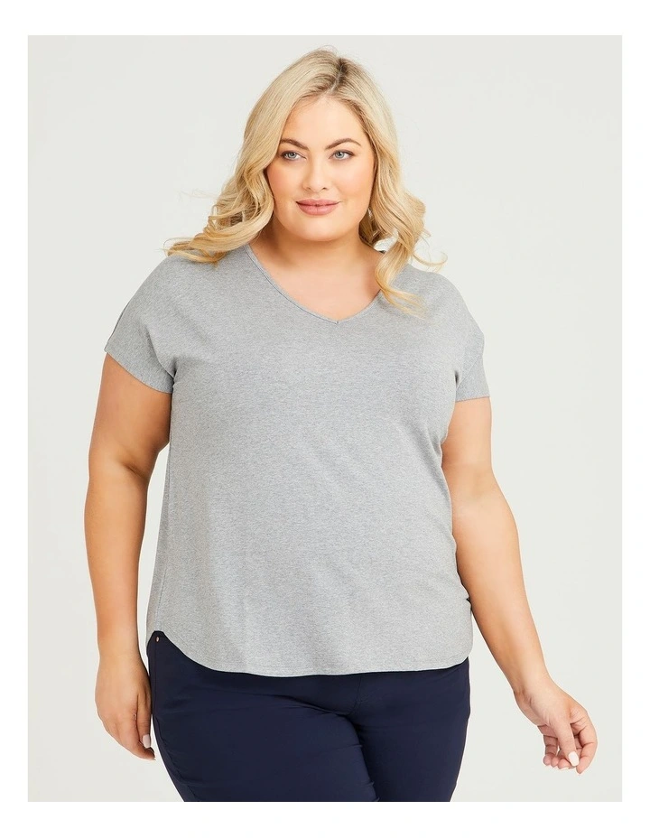 Natural Everyday V-neck Top Grey Marle