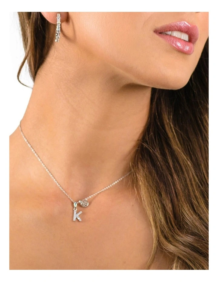 Luxury Letter K Initial Pendant Silver