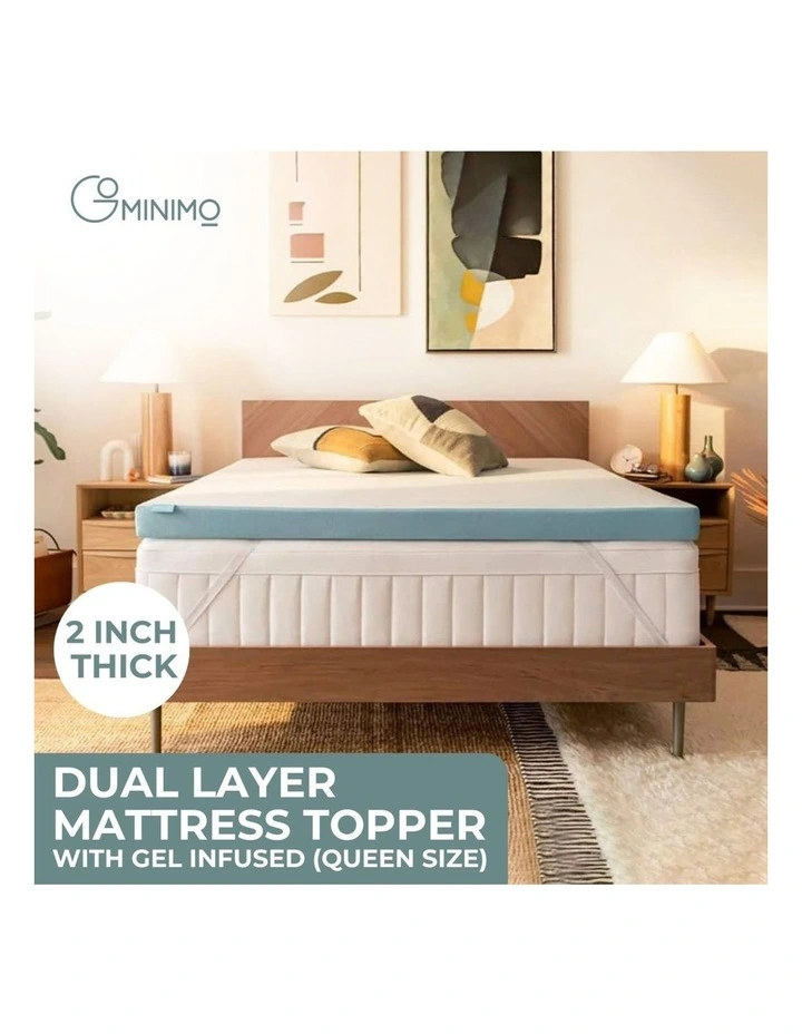 Dual Layer Gel Infused Memory Foam Topper 2-inch Queen Mattress in White