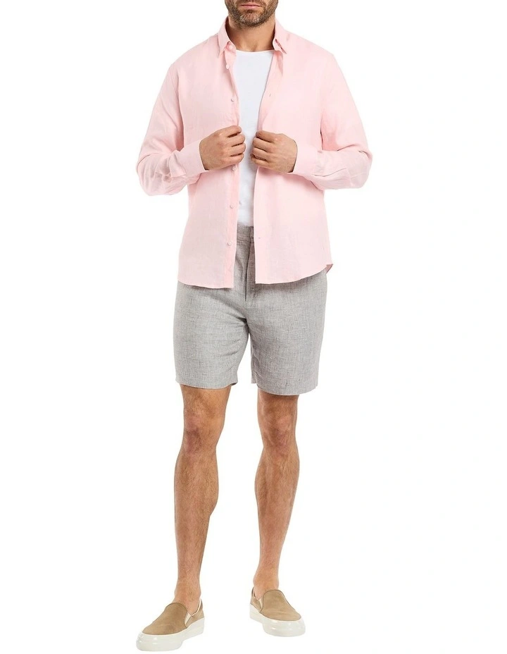 Felix Long Sleeve Linen Shirt in Rose