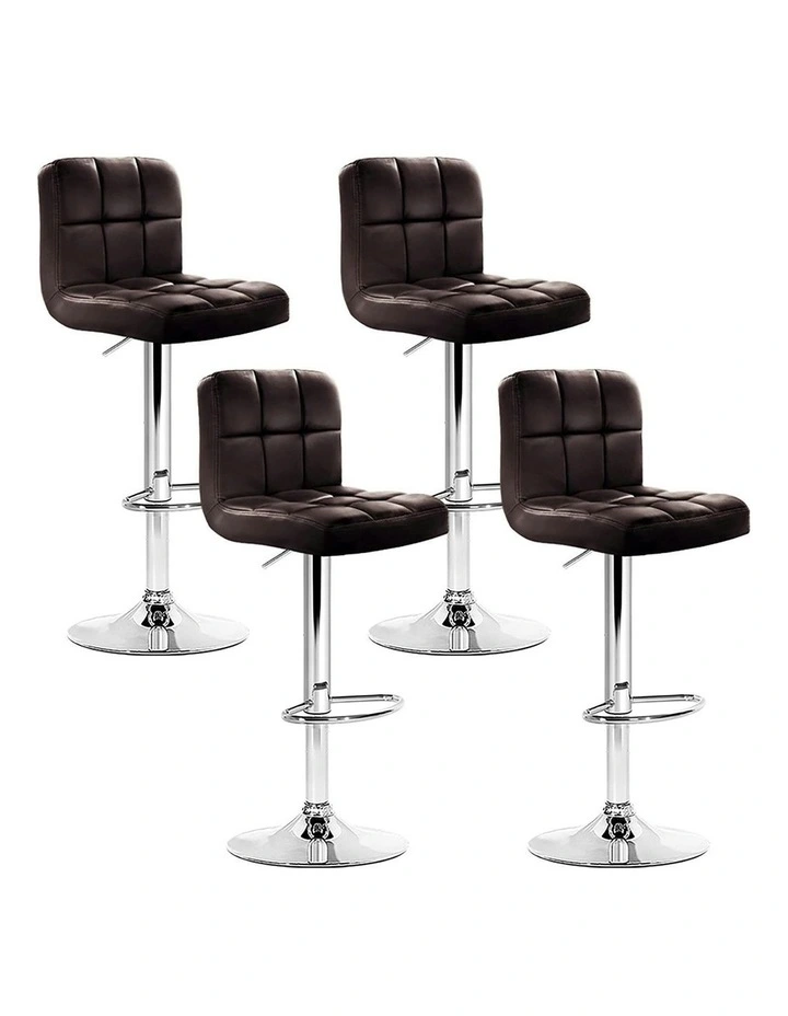 Noel Leather Bar Stool x 4 in Brown
