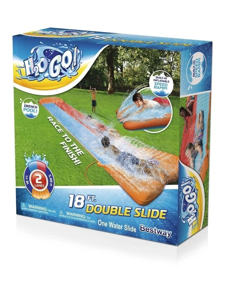 Bestway H20GO Double Water Slide with Ramp 5.49m in Red/Blue