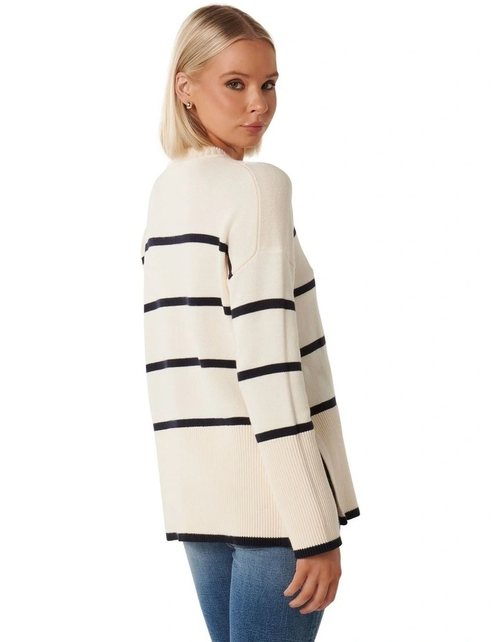Gabriela Boxy Striped Jumper in White Multi
