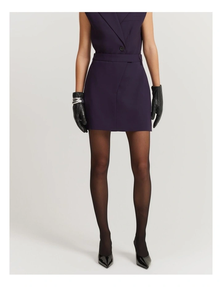 Mini Wool Skirt in Eggplant