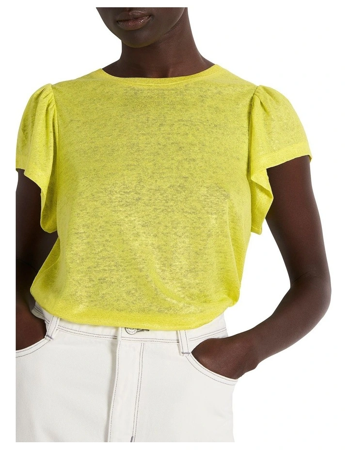 Bright Lights Foil Linen Tee in Lemon