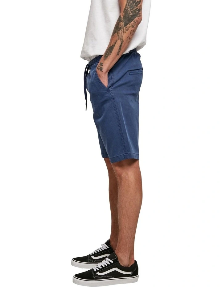 Stretch Twill Jog Shorts in Dark Blue