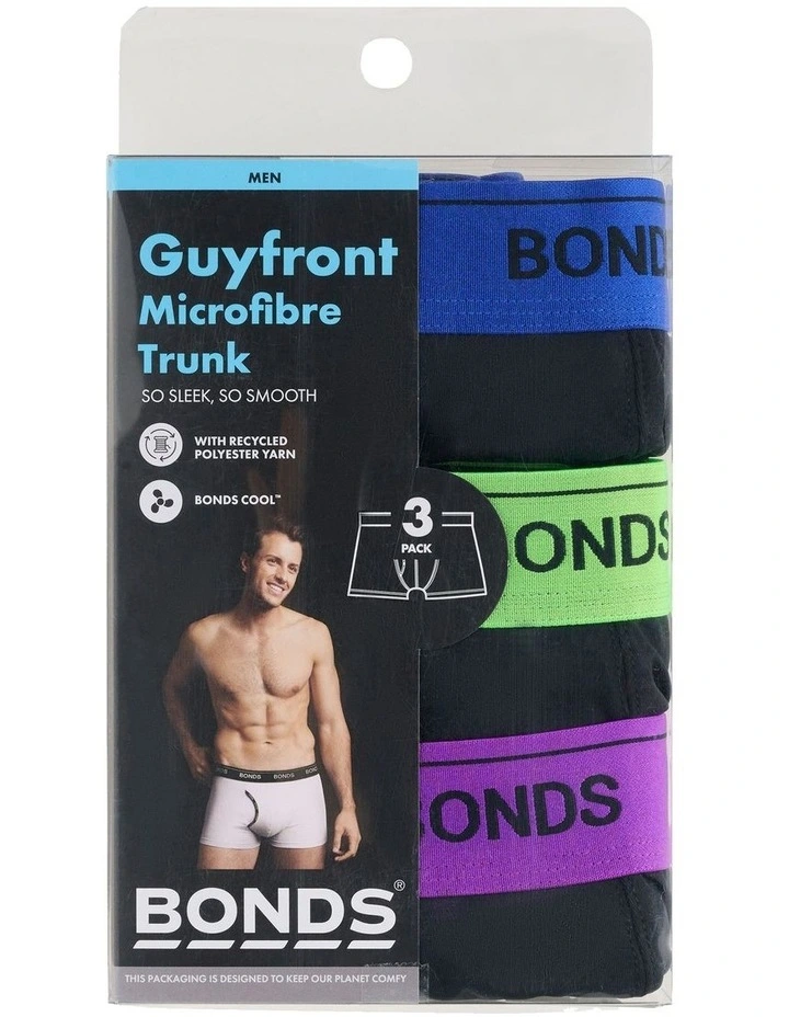 Guyfront Trunks 3 Pack in Black