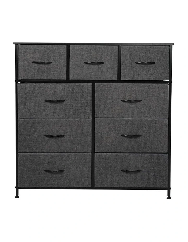 Chest of 9 Drawers Storage Cabinet in Grey