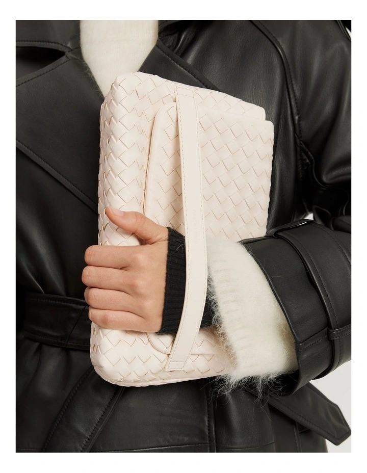 Oversized Fine Weave Clutch in Oyster