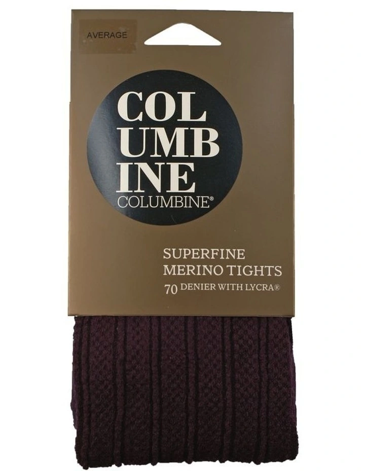 Superfine 70D Merino Texture Line Tights in Dark Grape