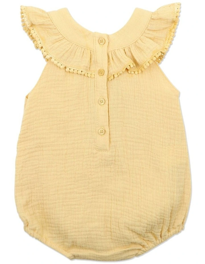Hallie Crinkle Frill Bodysuit in Mustard